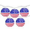 10-Count American Flag 4th of July Paper Lantern Lights Clear Bulbs